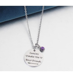 Cousins Birthstone Necklace Gift Cousins Make the Best Friend Engraved Pendant with Message Card Birthday Gift for Cousin Bes...