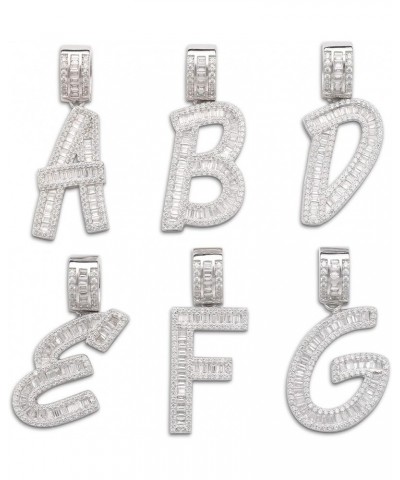 Letter Pendant in .925 Sterling Silver w. CZ Baguette Stones M $32.12 Pendants