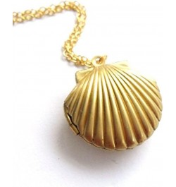 Sea Shell Locket, Mermaid Valentine Necklace, Beach Locket, Gold Tone Brass, Little Shell Locket, Nautical Jewelry… Gold $6.1...