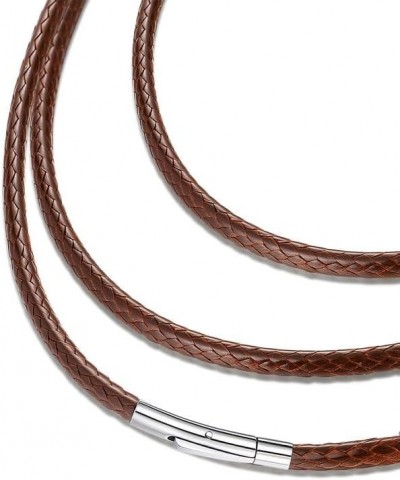 Waterproof Braided Leather Necklace Cord with 316L Durable Clasp, 2MM/3MM width, 16"18" 20" 22" 24" 26" 28" 30" Length, Black...