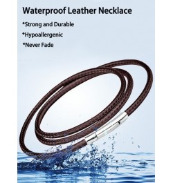 Waterproof Braided Leather Necklace Cord with 316L Durable Clasp, 2MM/3MM width, 16"18" 20" 22" 24" 26" 28" 30" Length, Black...