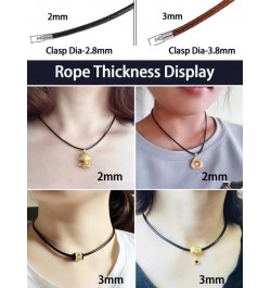 Waterproof Braided Leather Necklace Cord with 316L Durable Clasp, 2MM/3MM width, 16"18" 20" 22" 24" 26" 28" 30" Length, Black...