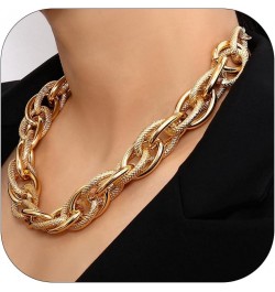 Chunky Gold Necklace Chunky Charm Necklace Gold Choker Necklace for Women Trendy Punk Cuban Link Chain Necklace Teen Girl Gif...