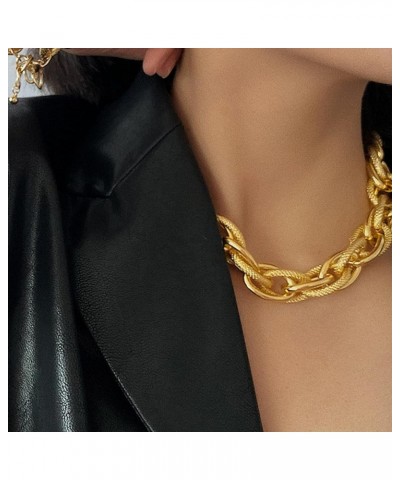 Chunky Gold Necklace Chunky Charm Necklace Gold Choker Necklace for Women Trendy Punk Cuban Link Chain Necklace Teen Girl Gif...