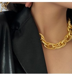 Chunky Gold Necklace Chunky Charm Necklace Gold Choker Necklace for Women Trendy Punk Cuban Link Chain Necklace Teen Girl Gif...