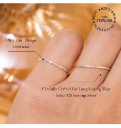 14K Gold Filled Rings for Women, Solid 925 Sterling Silver Rings, 1mm Thin Skinny Simple Dainty Stacking Band Ring Set, Size ...