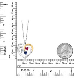 Customize Your Own 925 2 Tone Silver Personalized 3 Stone Heart Shape Gemstone Birthstone and Moissanite Engravable Pendant N...