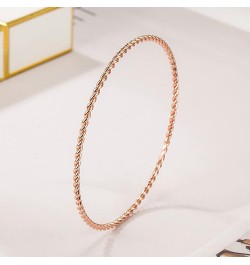 Solid 925 Sterling Silver Bangle Bracelet 0.08'' Twisted/Glossy Bracelet for Women Girls 24K Gold/Rose Gold Round Bangle 1/2/...