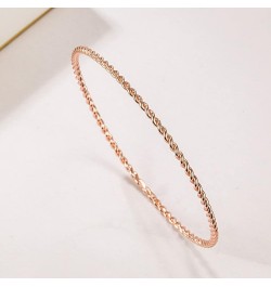 Solid 925 Sterling Silver Bangle Bracelet 0.08'' Twisted/Glossy Bracelet for Women Girls 24K Gold/Rose Gold Round Bangle 1/2/...