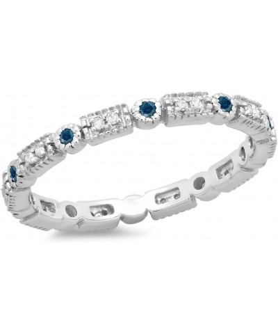 0.25 Carat (ctw) 14K Gold Round Blue & White Diamond Ladies Wedding Eternity Band Stackable Ring 1/4 CT White Gold $92.27 Rings