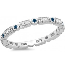 0.25 Carat (ctw) 14K Gold Round Blue & White Diamond Ladies Wedding Eternity Band Stackable Ring 1/4 CT White Gold $92.27 Rings