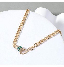 Vintage Emerald Snake Choker Necklace Punk Crystal Snake Pendant Necklace Gold Serpent Collar Necklace Chunky Curb Chain Neck...