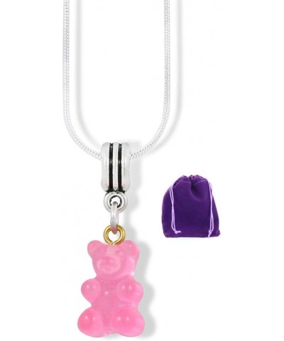 Gummy Bear Charm Snake Chain Necklace Pink $15.90 Necklaces