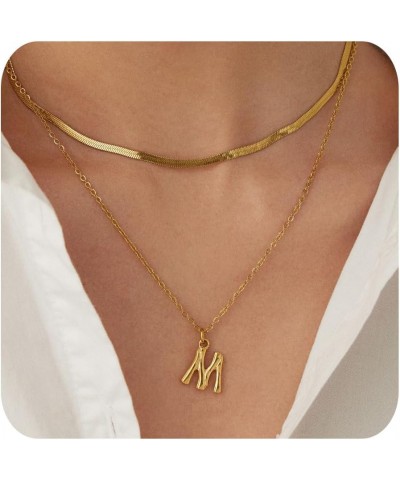 Gold Necklace for Women 14K Solid Gold Plated Cute Choker Letter Initial Necklaces for Women Teen Girls Gold Layered Necklace...