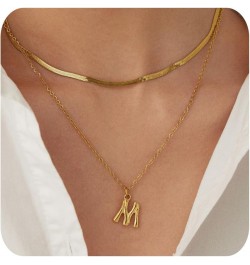 Gold Necklace for Women 14K Solid Gold Plated Cute Choker Letter Initial Necklaces for Women Teen Girls Gold Layered Necklace...