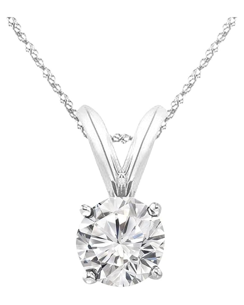 3/8-3 Carat IGI Certified LAB-GROWN Round Cut 4 Prong Diamond Pendant Necklace + 16" 14K Gold Chain Ultra Premium Collection ...