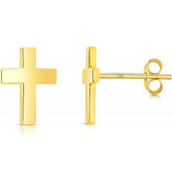 14k Solid Gold Small Polished Flat Plain Mini Cross Stud Earrings 7mm Yellow Gold $29.40 Earrings