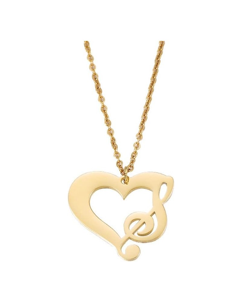 Musical Note Necklace Stainless Steel Love Heart Treble And Bass Clef Music Note Pendant Necklace for Women Music Lover Jewel...