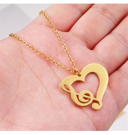 Musical Note Necklace Stainless Steel Love Heart Treble And Bass Clef Music Note Pendant Necklace for Women Music Lover Jewel...