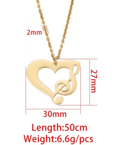 Musical Note Necklace Stainless Steel Love Heart Treble And Bass Clef Music Note Pendant Necklace for Women Music Lover Jewel...