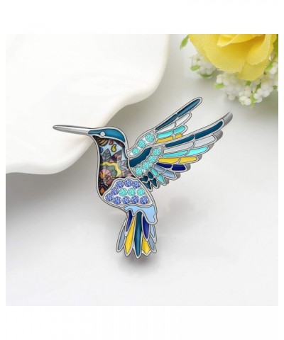 Cute Enamel Hummingbird Bird Brooch Pins for Women Fashion Blue $7.79 Brooches & Pins