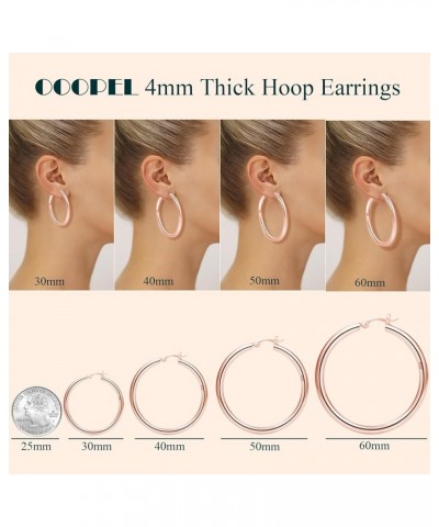 4mm Thick Gold Chunky Earrings Steling Silver Post Hoops Earrings For Women Hollow Tube Hoops Earrings Thick Gold Hoop Earrin...