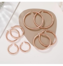 4mm Thick Gold Chunky Earrings Steling Silver Post Hoops Earrings For Women Hollow Tube Hoops Earrings Thick Gold Hoop Earrin...