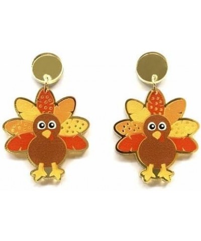 Cute Thanksgiving Turkey Pumpkin Leopard Print Creative Earrings Colorful Sunflower Acrylic Thanksgiving Fall Earrings for Wo...