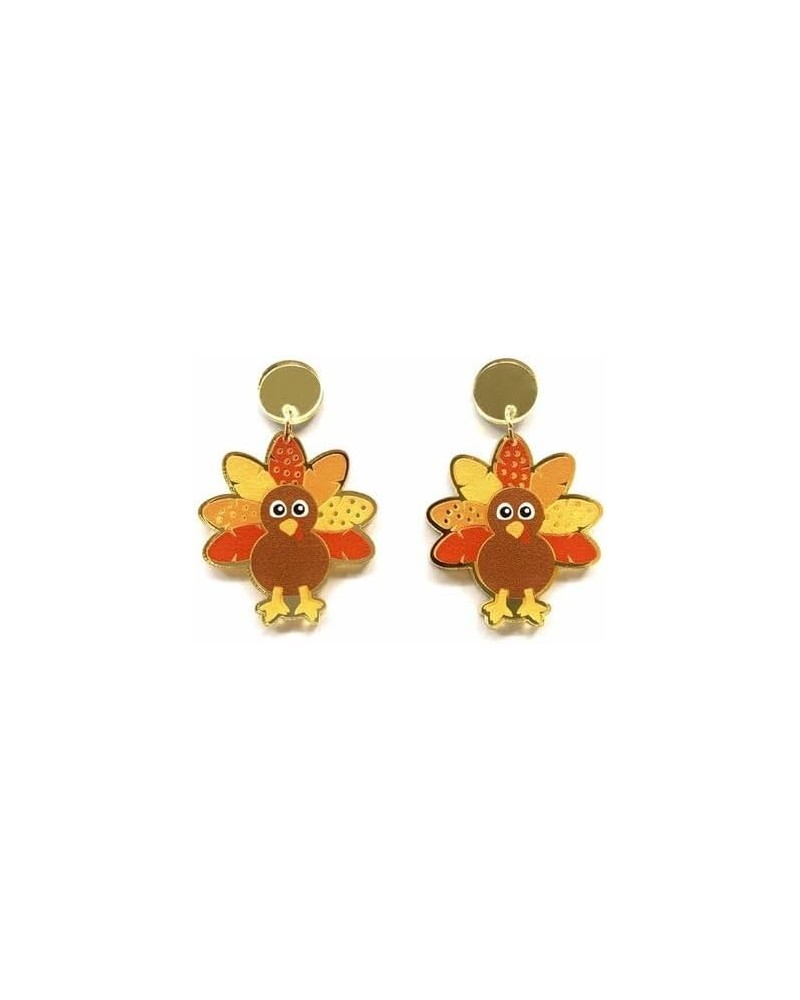 Cute Thanksgiving Turkey Pumpkin Leopard Print Creative Earrings Colorful Sunflower Acrylic Thanksgiving Fall Earrings for Wo...