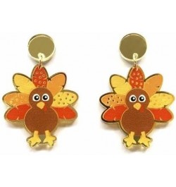 Cute Thanksgiving Turkey Pumpkin Leopard Print Creative Earrings Colorful Sunflower Acrylic Thanksgiving Fall Earrings for Wo...