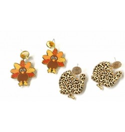 Cute Thanksgiving Turkey Pumpkin Leopard Print Creative Earrings Colorful Sunflower Acrylic Thanksgiving Fall Earrings for Wo...