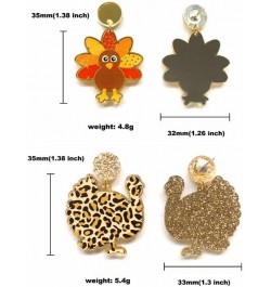 Cute Thanksgiving Turkey Pumpkin Leopard Print Creative Earrings Colorful Sunflower Acrylic Thanksgiving Fall Earrings for Wo...