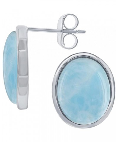 Sterling Silver Blue Larimar Earrings for Women - Natural Larimar Jewelry - Natural Blue Larimar Stones - Unique Hypoallergen...