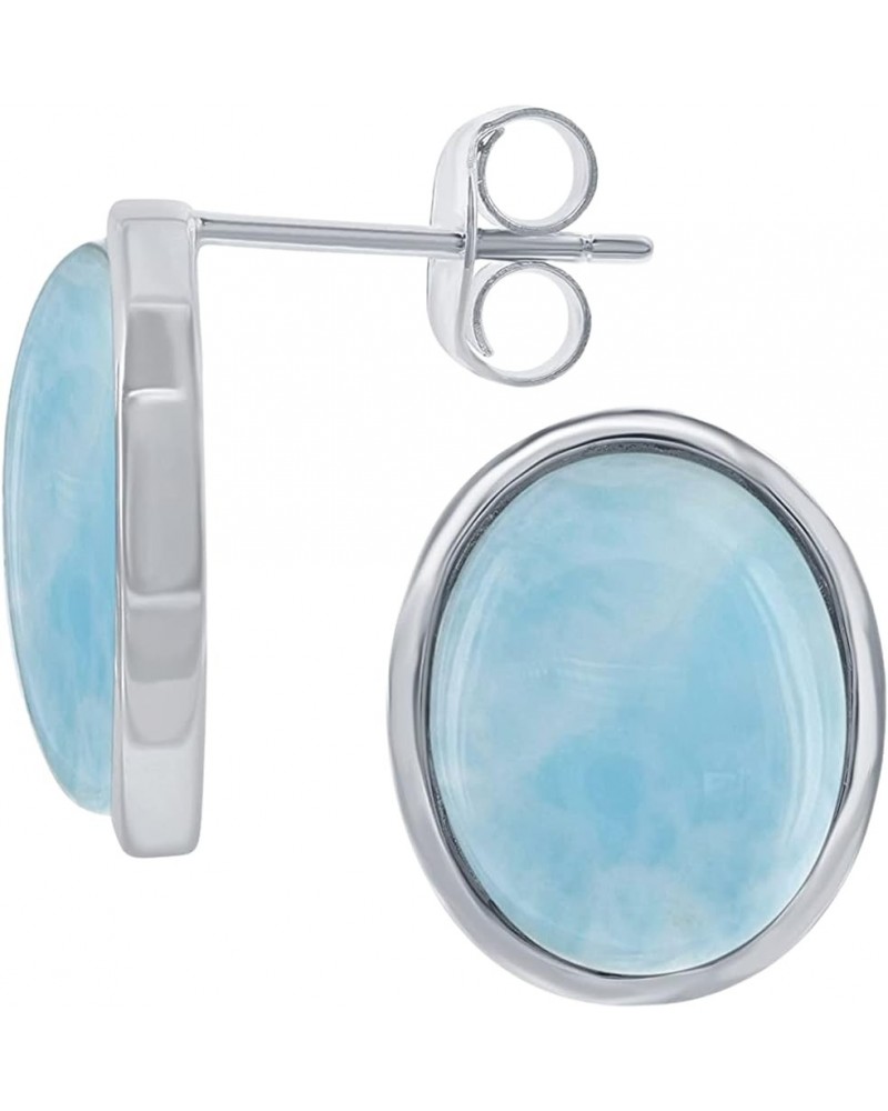 Sterling Silver Blue Larimar Earrings for Women - Natural Larimar Jewelry - Natural Blue Larimar Stones - Unique Hypoallergen...