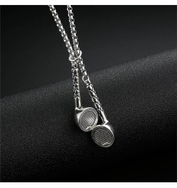 for Men Necklace Style Hip Hop and Women Trend Earbud Necklace Necklaces & Pendants Dainty Necklace (Silver, One Size) Silver...