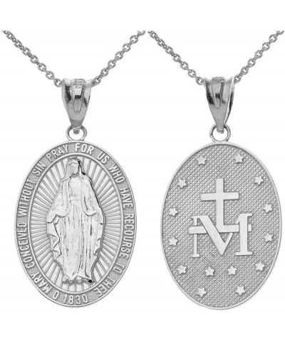 Certified 10k Gold Miraculous Medal Of Blessed Virgin Mary Catholic Charm Pendant Necklace White Gold 16.0 Inches $146.19 Nec...