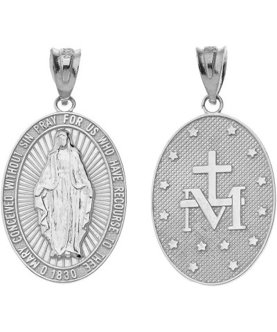 Certified 10k Gold Miraculous Medal Of Blessed Virgin Mary Catholic Charm Pendant Necklace White Gold 16.0 Inches $146.19 Nec...