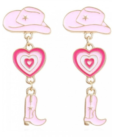 Valentine's Day Cowboy Cowgirl Boot Dangle Earrings Cute Hat Boot Love Shape Earrings for Women Girls Jewelry B $5.29 Earrings