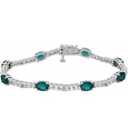 Sterling Silver 7X5MM Oval Created Emerald and Round Created White Sapphire Bracelet, 7.5 $43.15 Bracelets