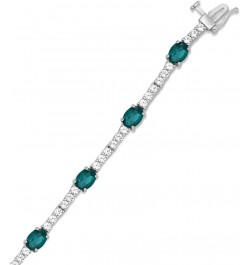 Sterling Silver 7X5MM Oval Created Emerald and Round Created White Sapphire Bracelet, 7.5 $43.15 Bracelets