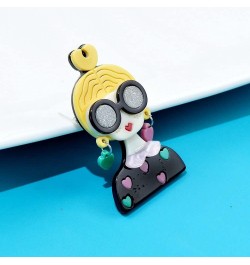 Creative Acrylic Brooches, Trendy Cute Acrylic Acetic Figure Brooch Women Suits Brooch Pins Sweater Scarf Coat Accessories(A)...