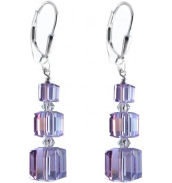 Violet, Lavender Cube Earrings made with Swarovski Crystal Elements Sterling Silver Lever-Back $11.75 Earrings