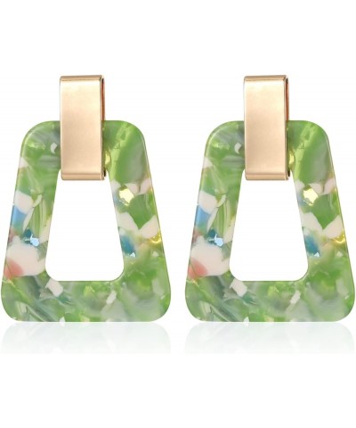 Acrylic Geometric Statement Earrings - Mottled Resin Lightweight Dangle Earrings for Party or Vacation Green $8.61 Earrings