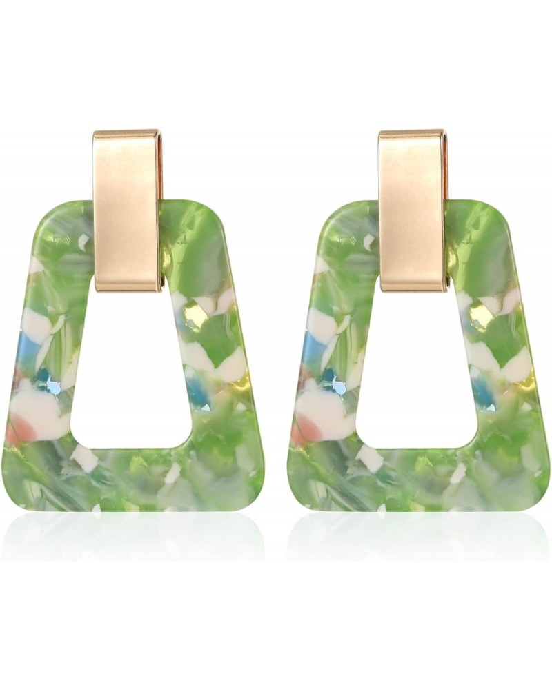 Acrylic Geometric Statement Earrings - Mottled Resin Lightweight Dangle Earrings for Party or Vacation Green $8.61 Earrings