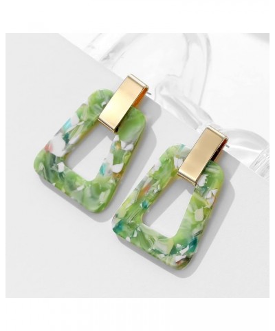 Acrylic Geometric Statement Earrings - Mottled Resin Lightweight Dangle Earrings for Party or Vacation Green $8.61 Earrings