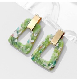 Acrylic Geometric Statement Earrings - Mottled Resin Lightweight Dangle Earrings for Party or Vacation Green $8.61 Earrings