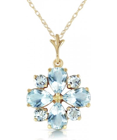 2.43 Carat 14k Solid Gold Necklace with Natural Aquamarine Pendant 14.0 Inches $190.52 Necklaces