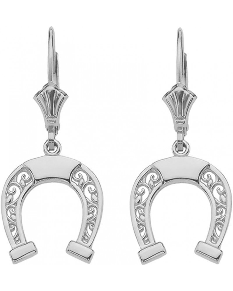 Sterling Silver Horseshoe Filigree-Style Leverback Earrings $16.19 Earrings