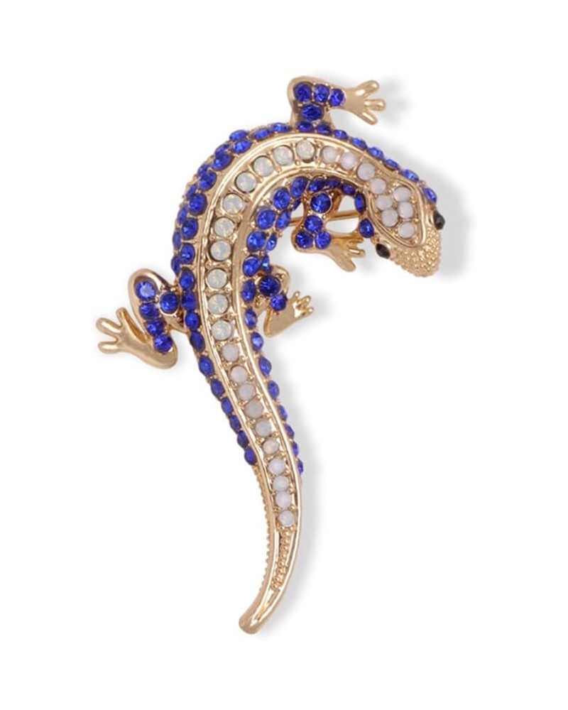 Rhinestone Gecko Lizard Brooch Pin for Women Girls Gold Plated Fashion Crystal Animal Brooches Lapel Pins Cute Dress Accessor...