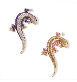 Rhinestone Gecko Lizard Brooch Pin for Women Girls Gold Plated Fashion Crystal Animal Brooches Lapel Pins Cute Dress Accessor...